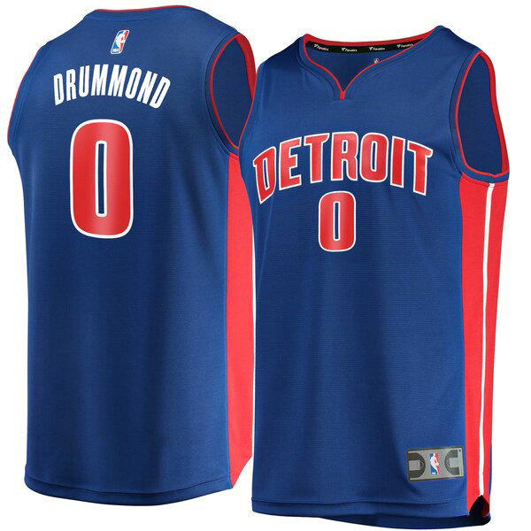 Camiseta Andre Drummond 0 Detroit Pistons Icon Edition Azul Hombre